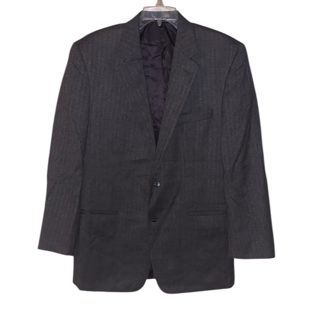 Petrocelli Mens Herringbone Sport Coat Size 42L Charcoal Gray Wool Jacket